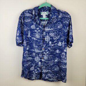 Two Palms Hawaiian Short Sleeve Button Up Shirt sz M